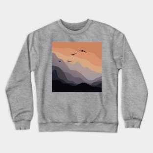 Minimal Hilly Sunrise Landscape Digital Illustration Crewneck Sweatshirt